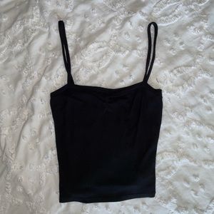 Cropped Black Cotton Cami